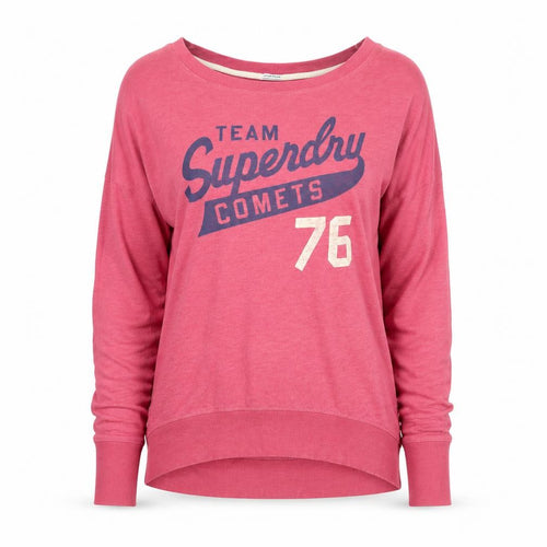 Superdry Women Pink Pullover Sweatshirt Medium Graphic Print