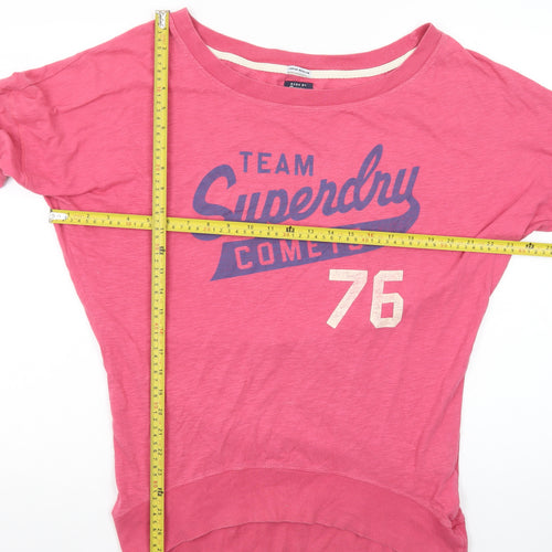 Superdry Women Pink Pullover Sweatshirt Medium Graphic Print