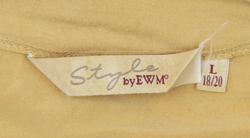 Style by EWM Women Beige V-Neck Beaded T-Shirt Size 18