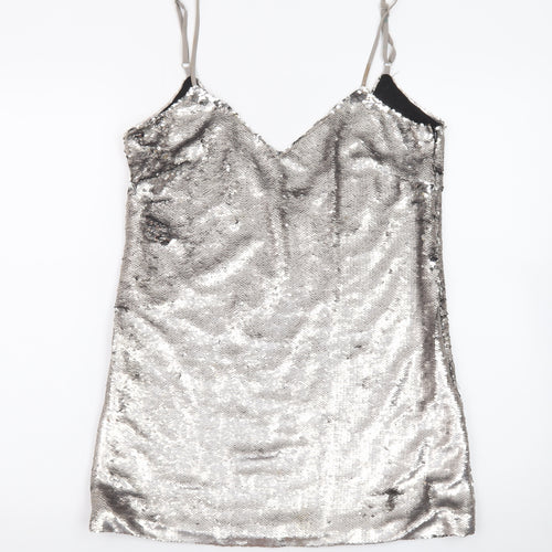 Missguided Women Silver Sequin Slip Dress M Partywear