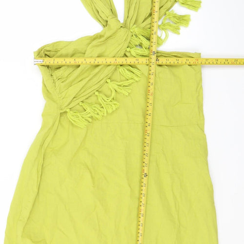 PrettyLittleThing Plus Green One Shoulder Fringe Mini Dress Size 16