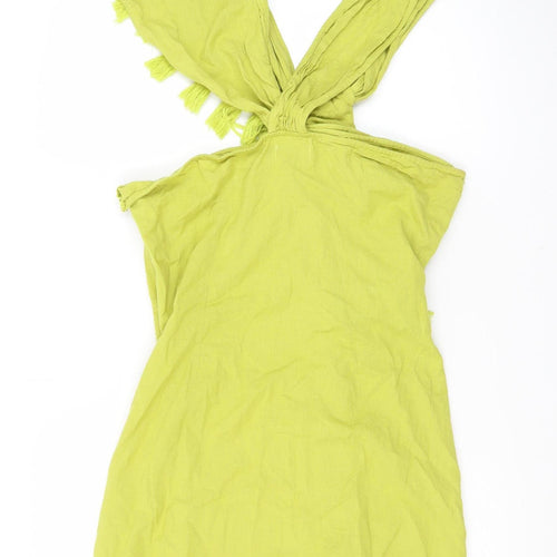 PrettyLittleThing Plus Green One Shoulder Fringe Mini Dress Size 16