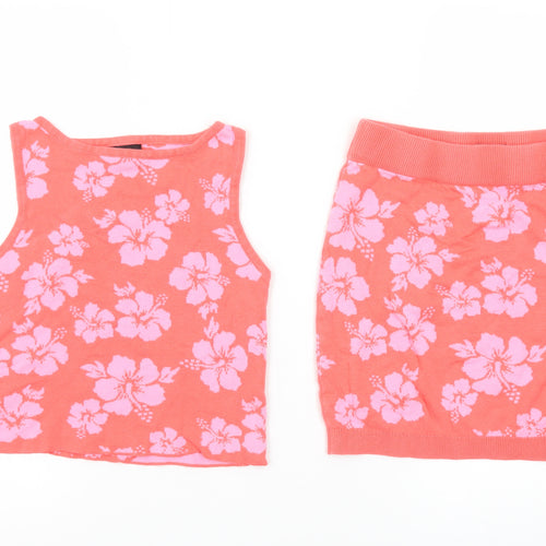 Class Teens Pink Floral Cotton Cropped Tank Top L
