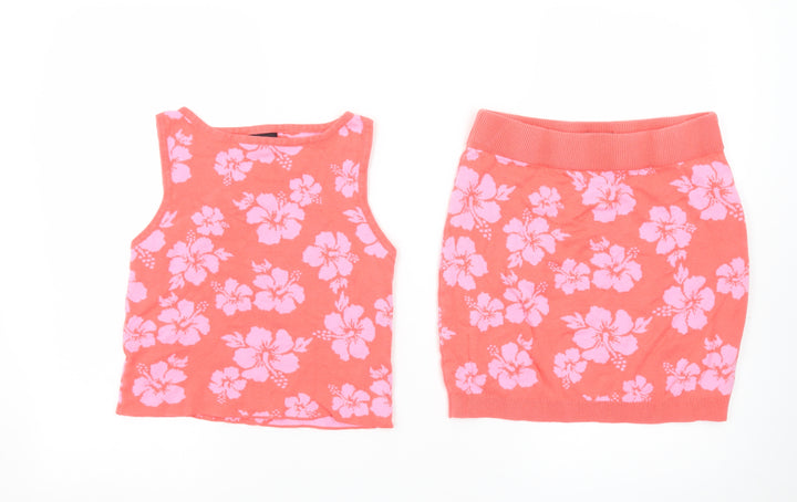 Class Teens Pink Floral Cotton Cropped Tank Top L