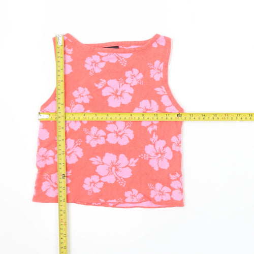 Class Teens Pink Floral Cotton Cropped Tank Top L