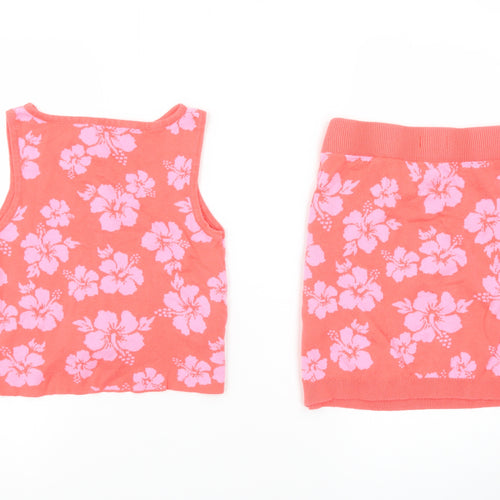 Class Teens Pink Floral Cotton Cropped Tank Top L
