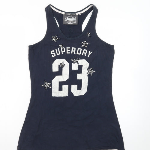 Superdry Womens Blue Beaded Racerback Tank Top XL