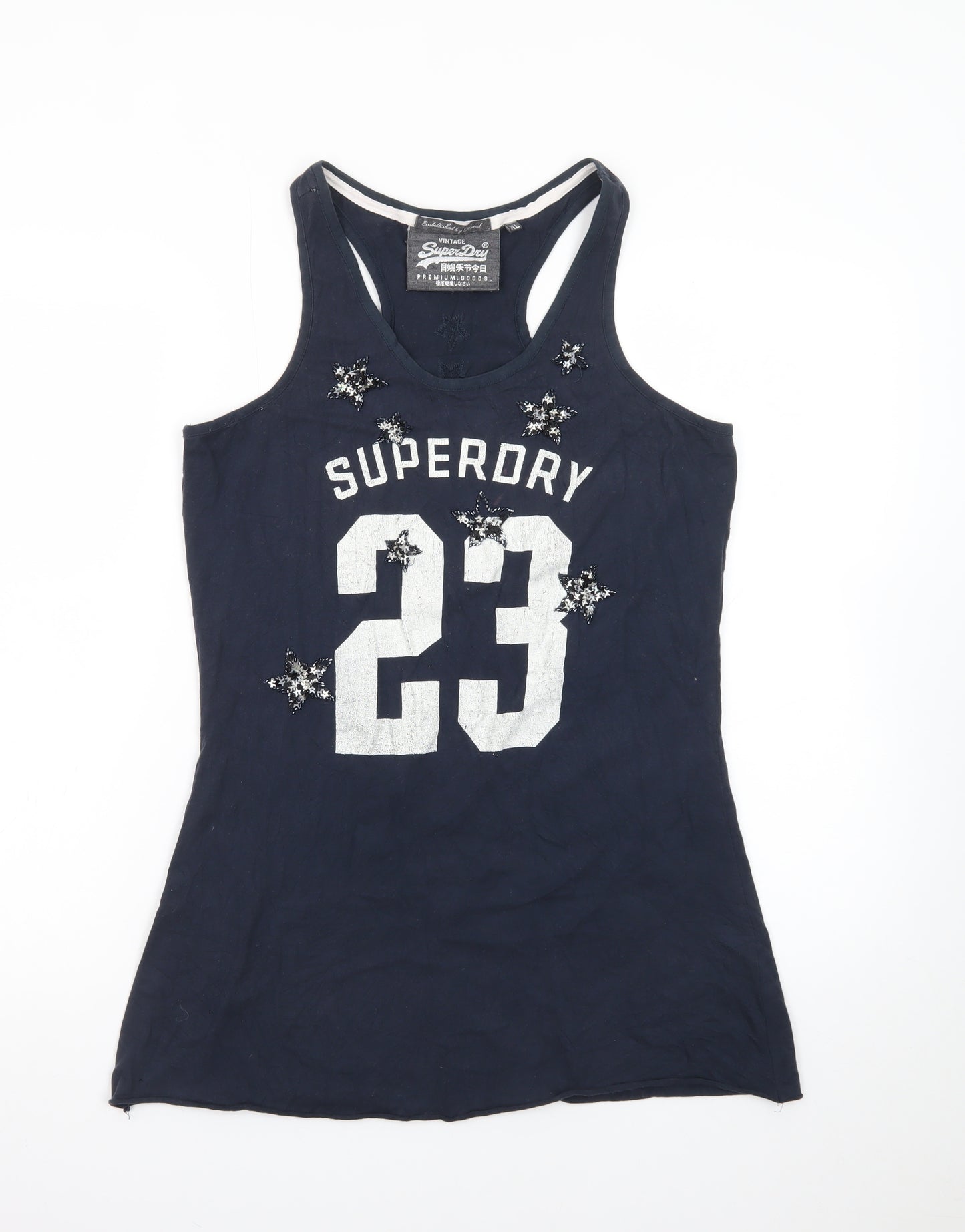 Superdry Womens Blue Beaded Racerback Tank Top XL