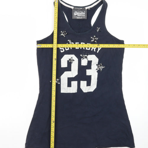 Superdry Womens Blue Beaded Racerback Tank Top XL