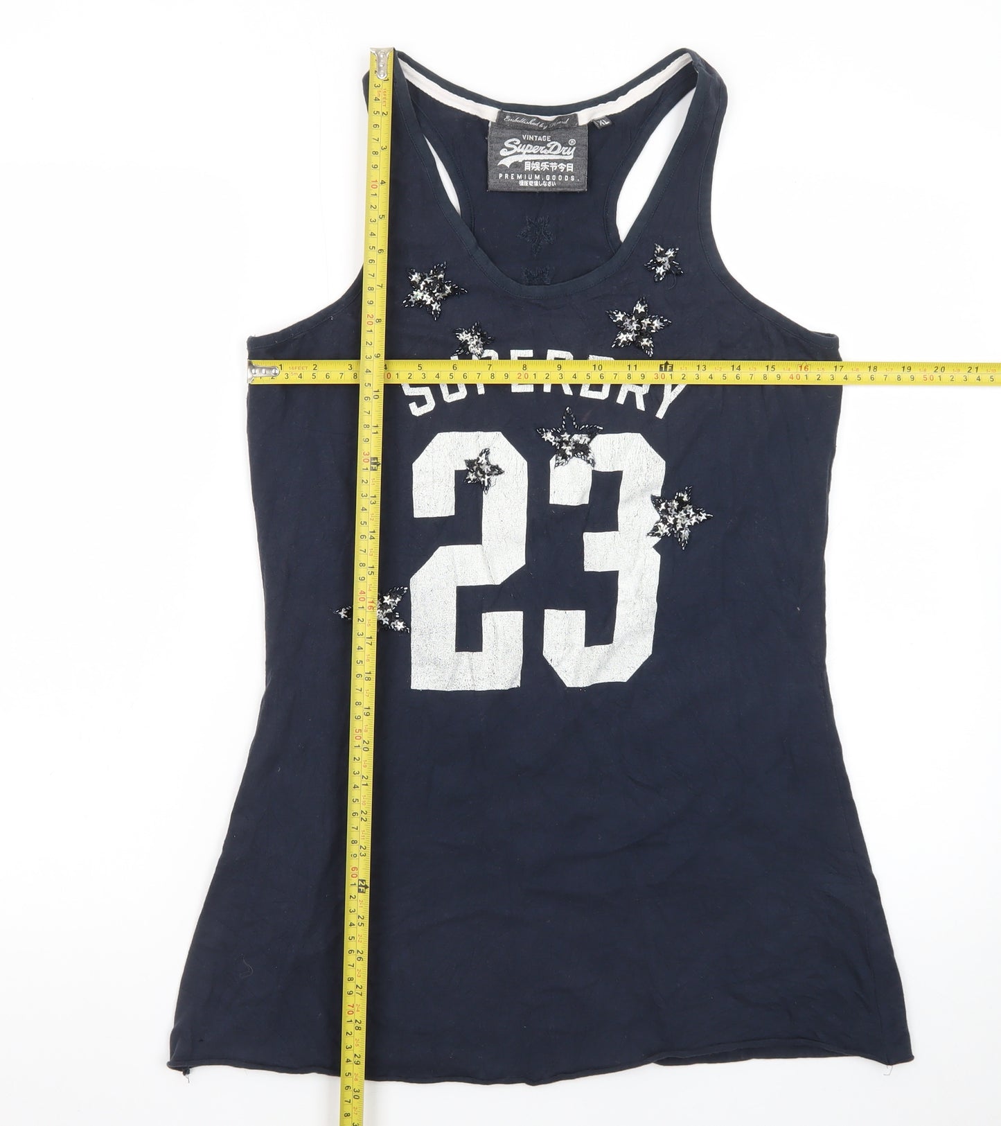 Superdry Womens Blue Beaded Racerback Tank Top XL