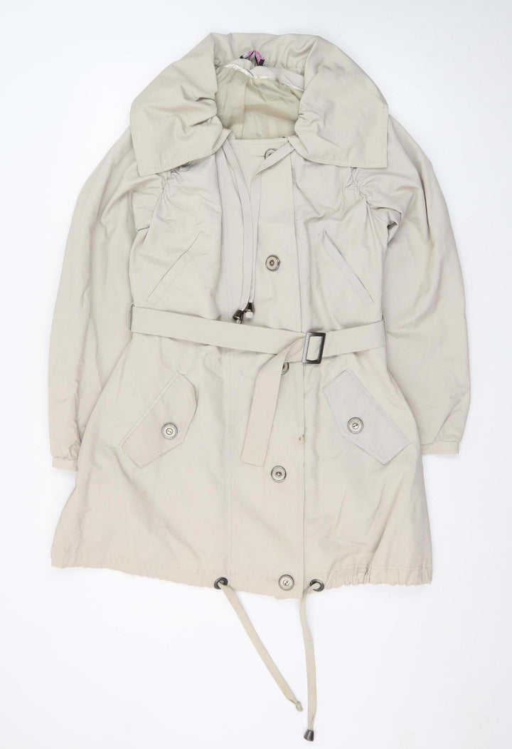 Savida Women’s Beige Size 10 Trench Coat Belted Mid-Length