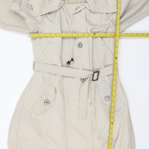 Savida Women’s Beige Size 10 Trench Coat Belted Mid-Length