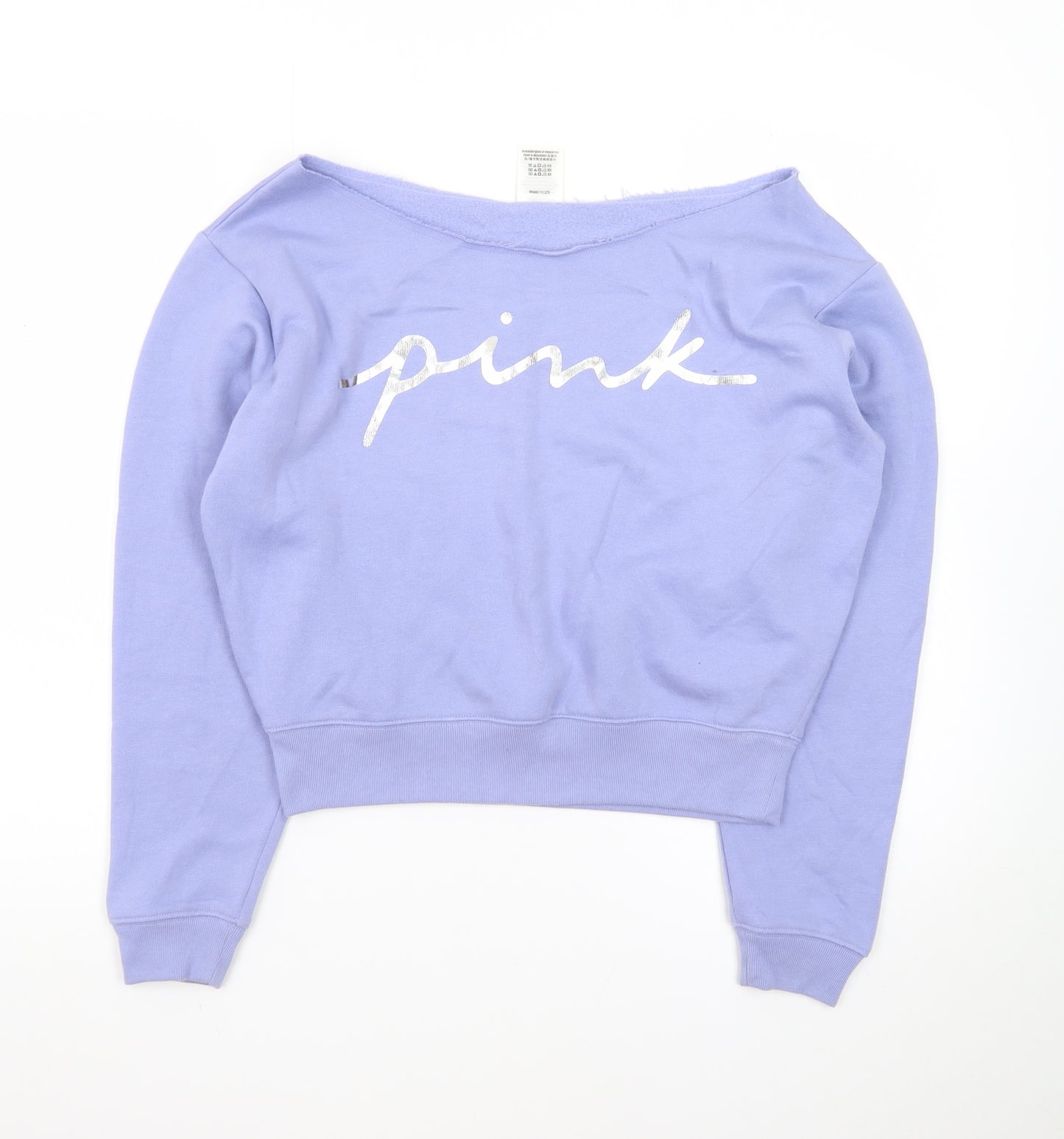 Victoria's Secret PINK Women's Lilac Pullover Sweatshirt Size S Off-Shoulder
