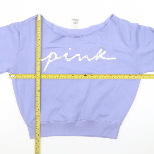 Victoria's Secret PINK Women's Lilac Pullover Sweatshirt Size S Off-Shoulder