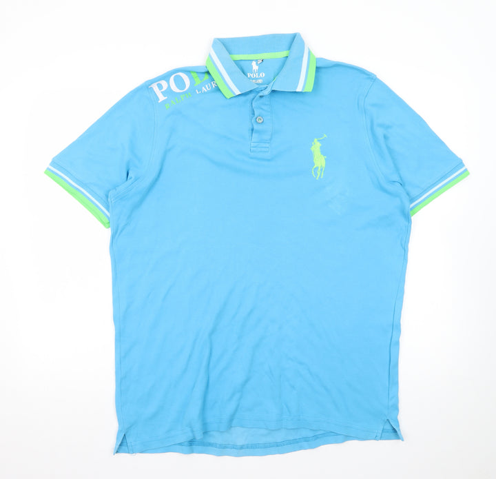 Ralph Lauren Men’s Blue 2XL Cotton Polo Shirt with Logo