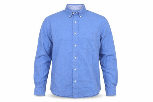 Front view of Charles Wilson Men's Blue Medium Oxford Button-Down Shirt