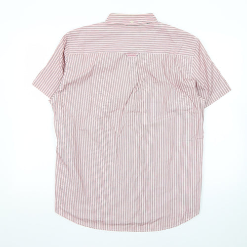 Maine New England Men's Red Striped Short Sleeve Button-Up Shirt M
