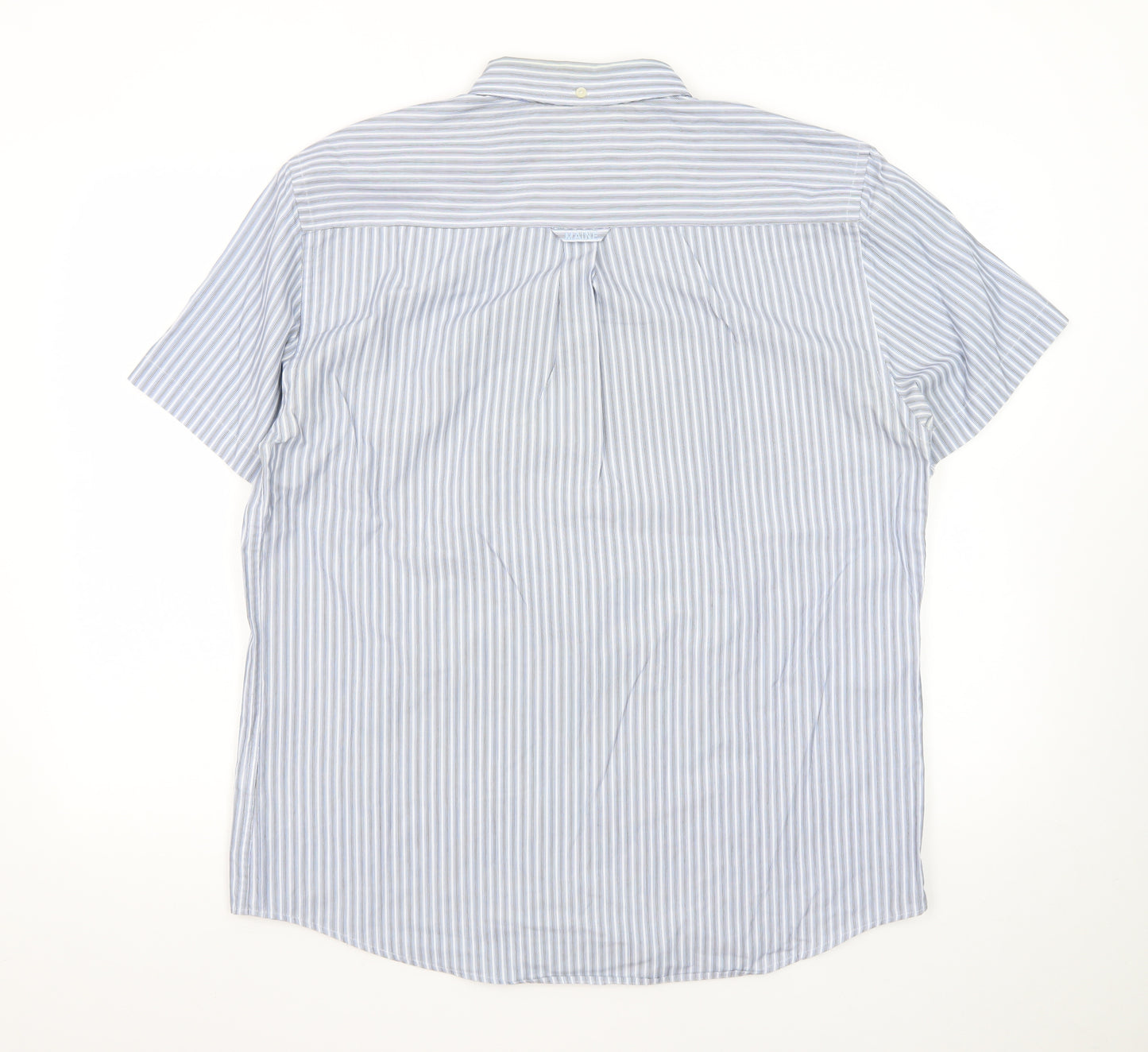 Maine New England Mens Blue Striped Short Sleeve Button-Up Shirt M
