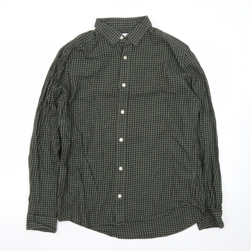 Next Men's Green Check Long Sleeve Cotton Button-Up Shirt M