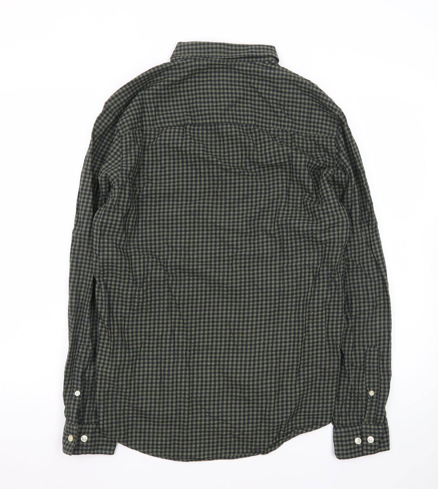 Next Men's Green Check Long Sleeve Cotton Button-Up Shirt M