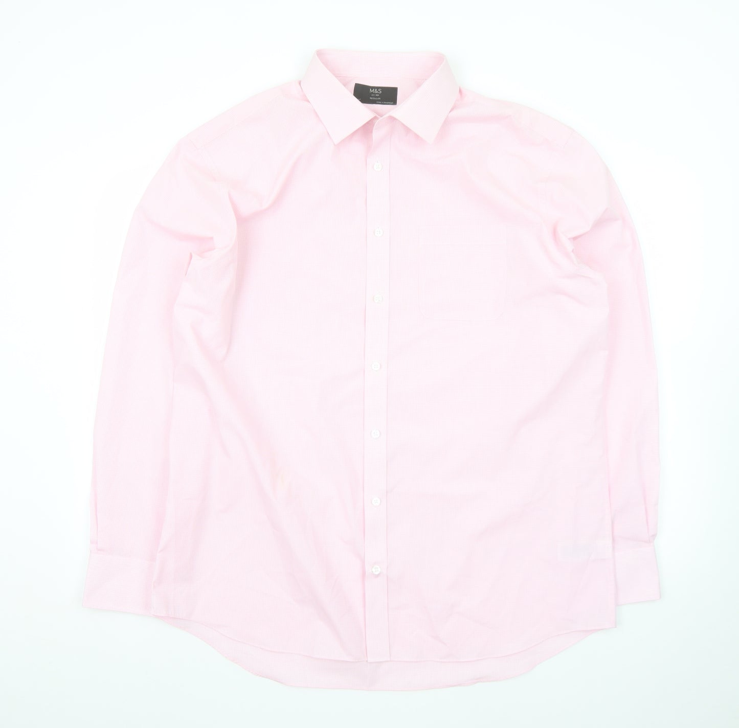 Marks and Spencer Men's Pink Regular Fit Long Sleeve Dress Shirt 17in