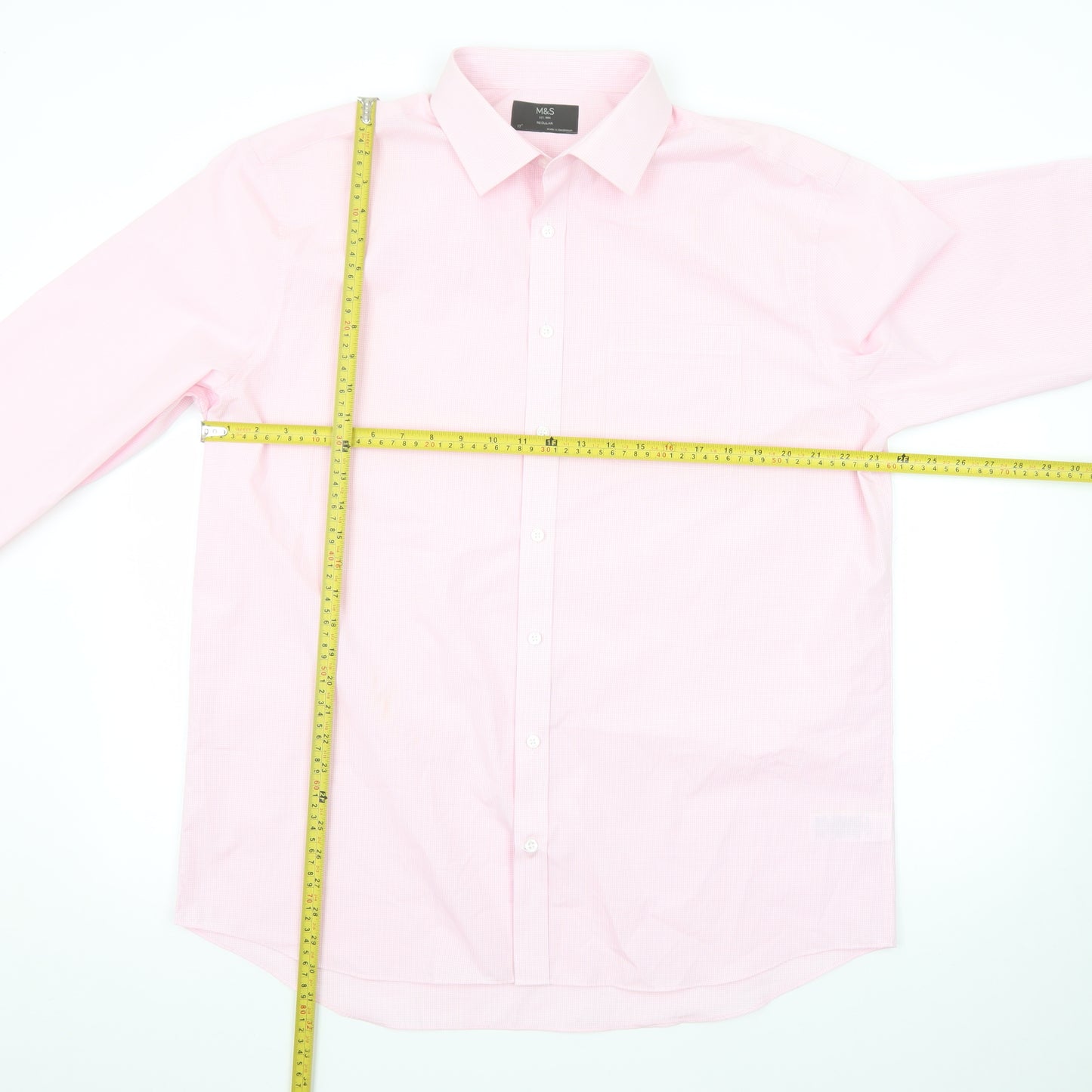 Marks and Spencer Men's Pink Regular Fit Long Sleeve Dress Shirt 17in