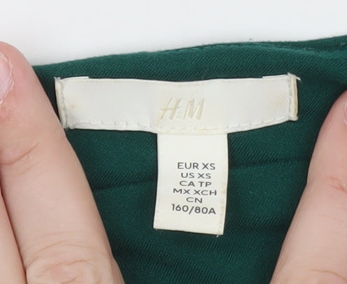 H&M Women Green One Shoulder Long Sleeve Stretch Top XS