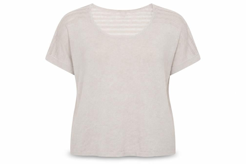 Front view of East Women Beige Linen Short Sleeve jumper XL
