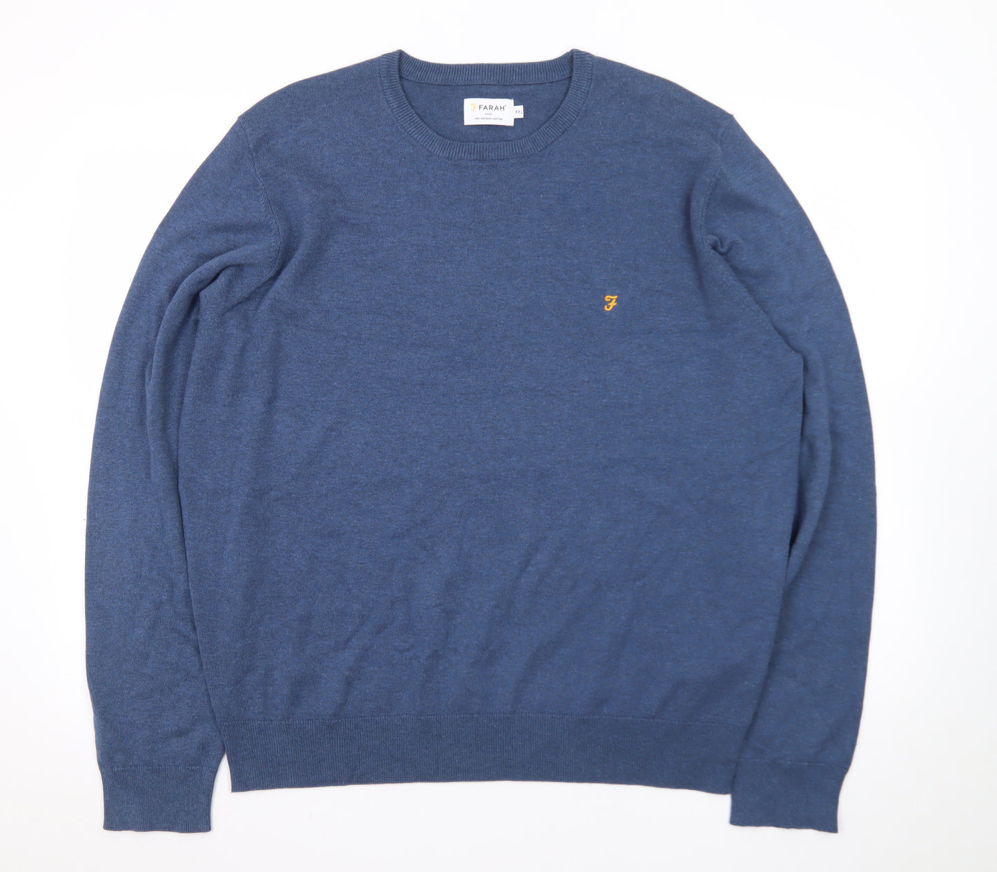 Farah Men's Blue 2XL Cotton Crew Neck Pullover Jumper