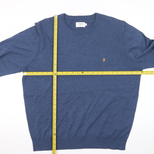 Farah Men's Blue 2XL Cotton Crew Neck Pullover Jumper