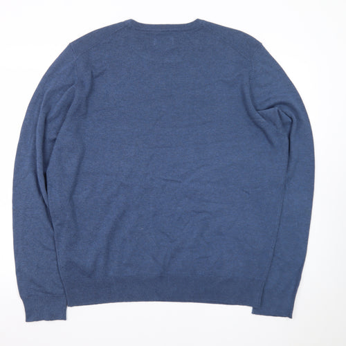 Farah Men's Blue 2XL Cotton Crew Neck Pullover Jumper