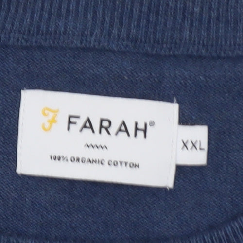 Farah Men's Blue 2XL Cotton Crew Neck Pullover Jumper