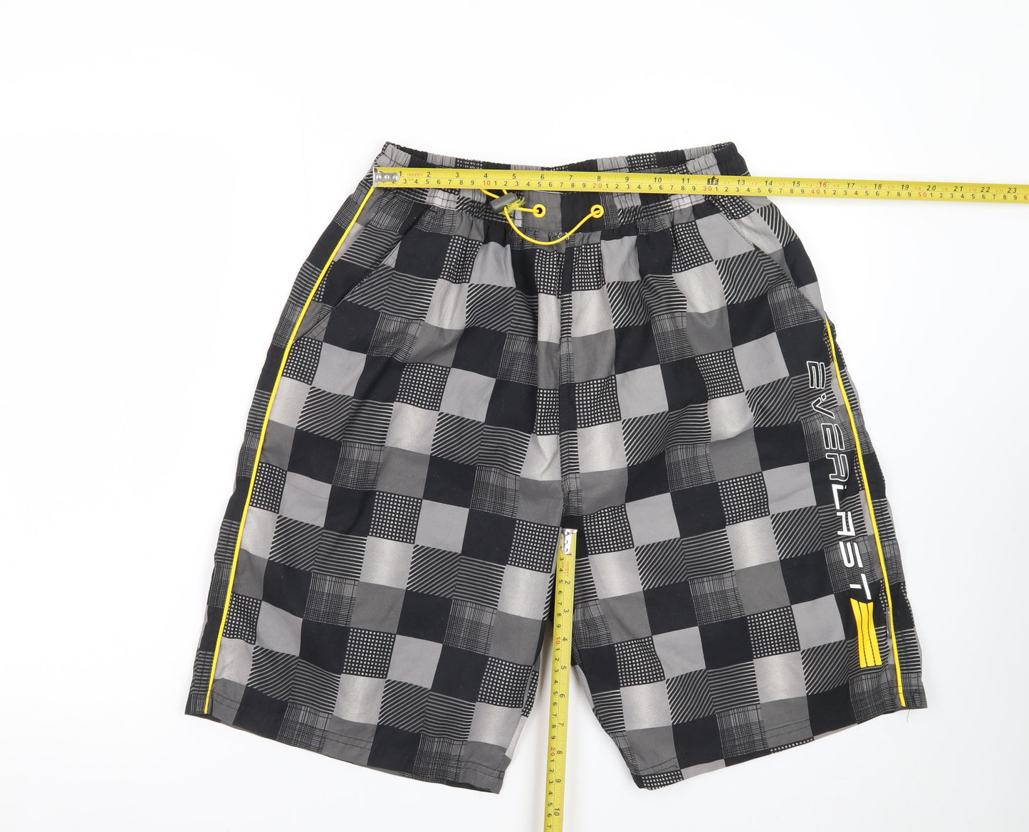 Everlast Men's Black Check Swim Shorts Size M Elastic Waist Lined