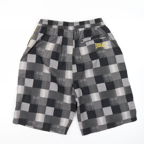 Everlast Men's Black Check Swim Shorts Size M Elastic Waist Lined