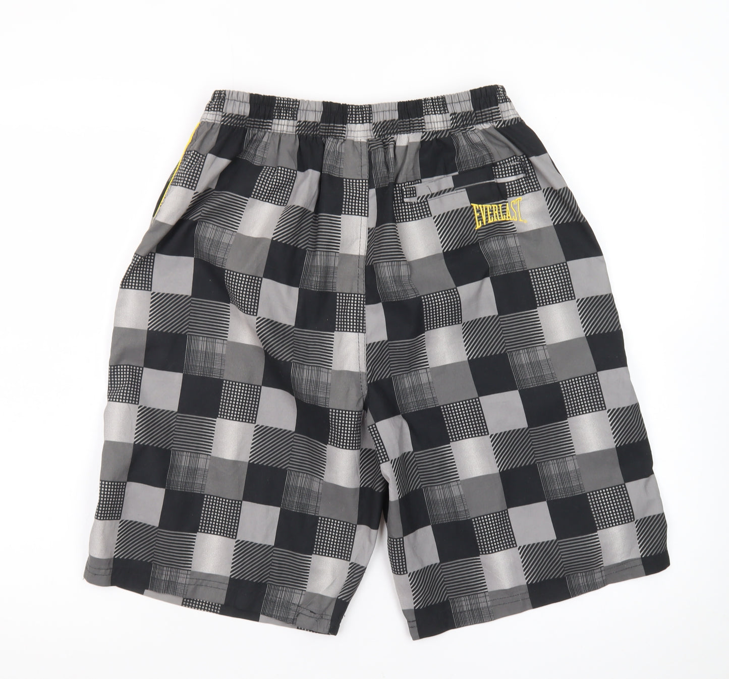 Everlast Men's Black Check Swim Shorts Size M Elastic Waist Lined