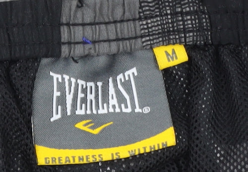 Everlast Men's Black Check Swim Shorts Size M Elastic Waist Lined
