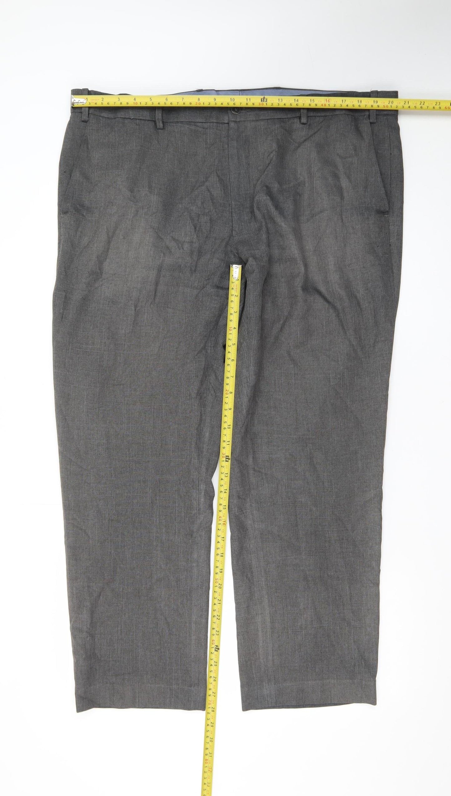 Marks and Spencer Men's Grey 42in Waist Dress Trousers Short Leg