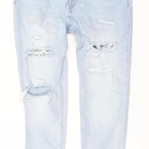 H&M Women’s Blue Skinny Fit Distressed Stretch Jeans Size 4