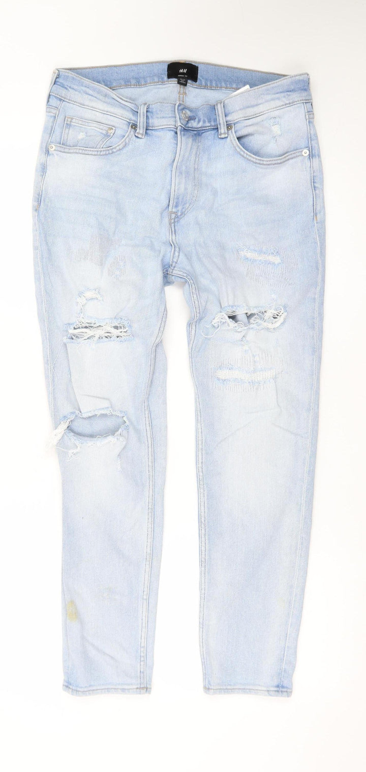 H&M Women’s Blue Skinny Fit Distressed Stretch Jeans Size 4