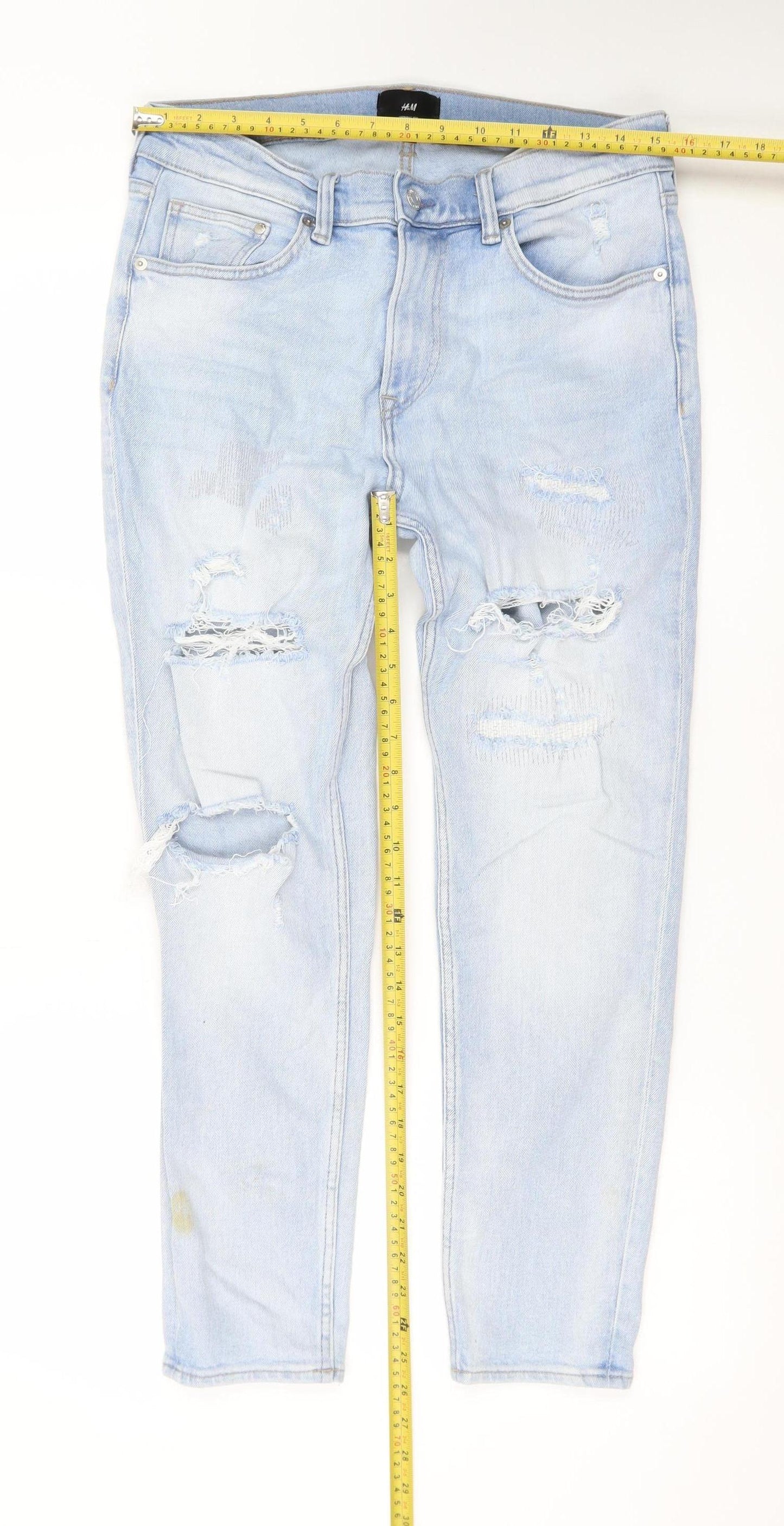 H&M Women’s Blue Skinny Fit Distressed Stretch Jeans Size 4