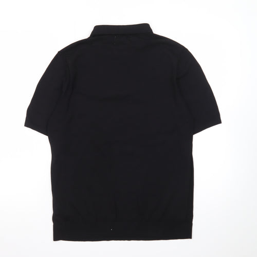 Marks and Spencer Autograph Men's Black 1/4 Zip Knit Polo Shirt Size L