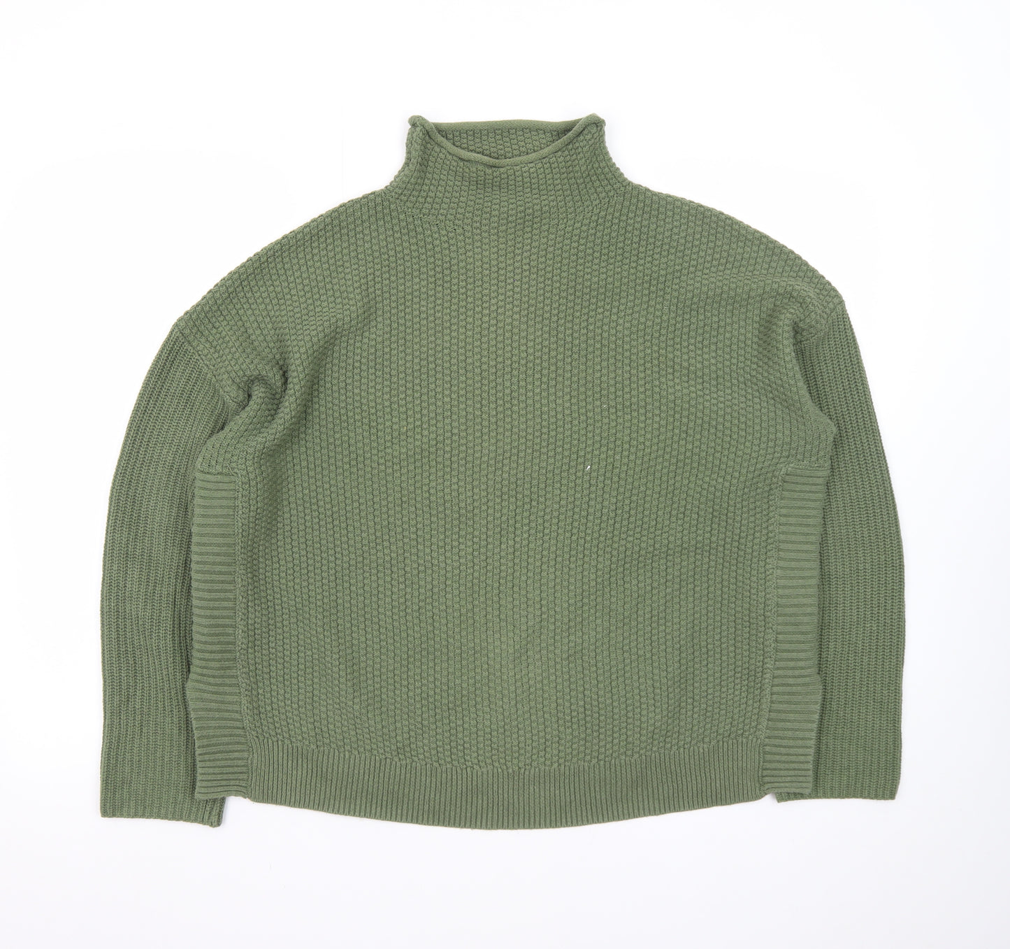 Jones New York Women Green L Roll Neck Knit Jumper Cotton Blend