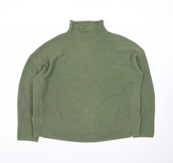 Jones New York Women Green L Roll Neck Knit Jumper Cotton Blend