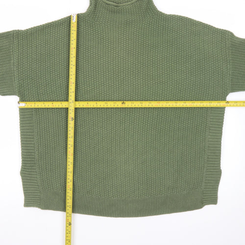 Jones New York Women Green L Roll Neck Knit Jumper Cotton Blend