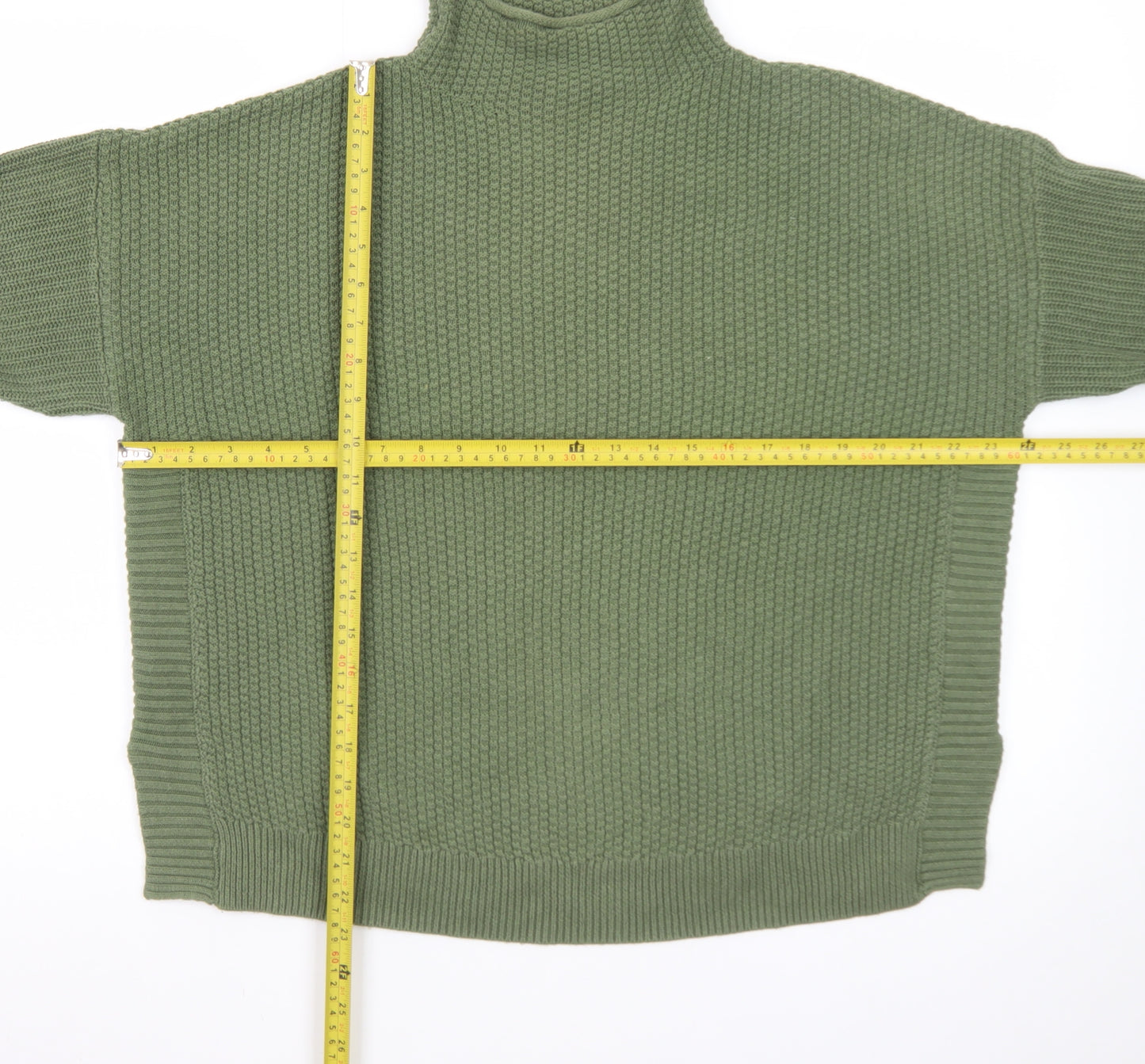 Jones New York Women Green L Roll Neck Knit Jumper Cotton Blend