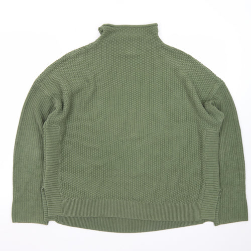 Jones New York Women Green L Roll Neck Knit Jumper Cotton Blend