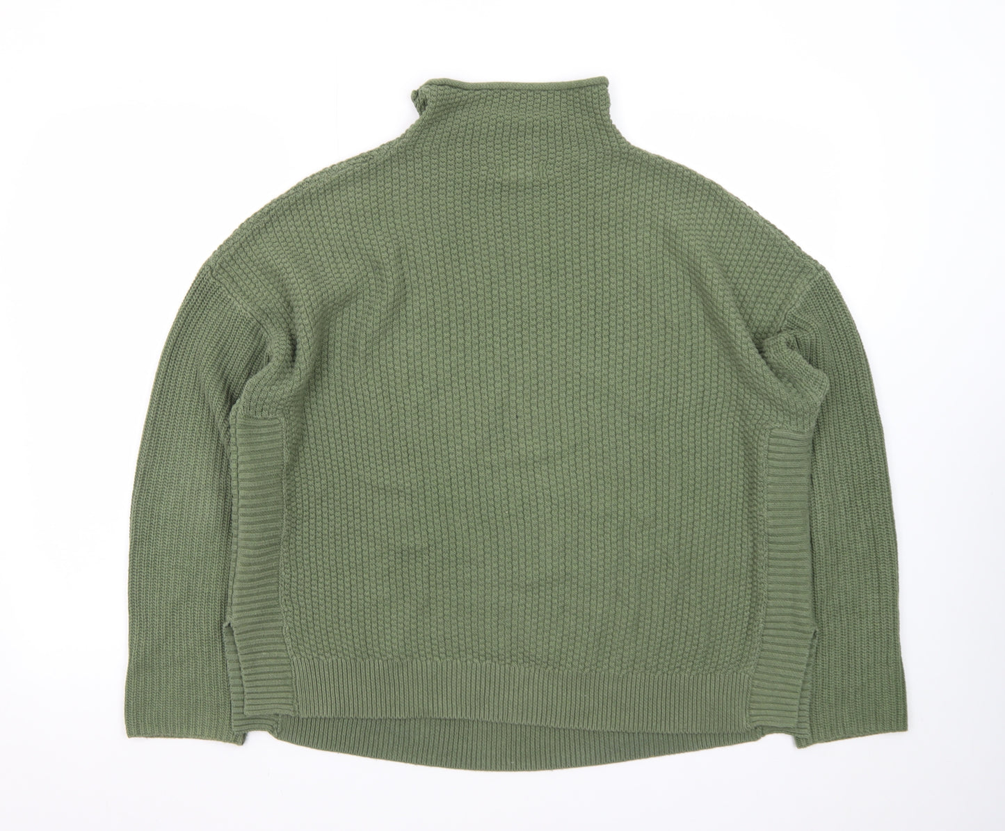 Jones New York Women Green L Roll Neck Knit Jumper Cotton Blend