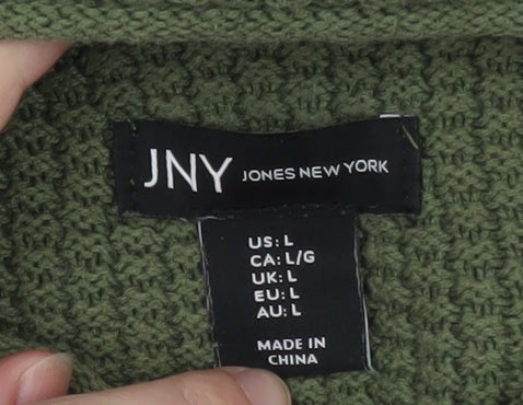 Jones New York Women Green L Roll Neck Knit Jumper Cotton Blend