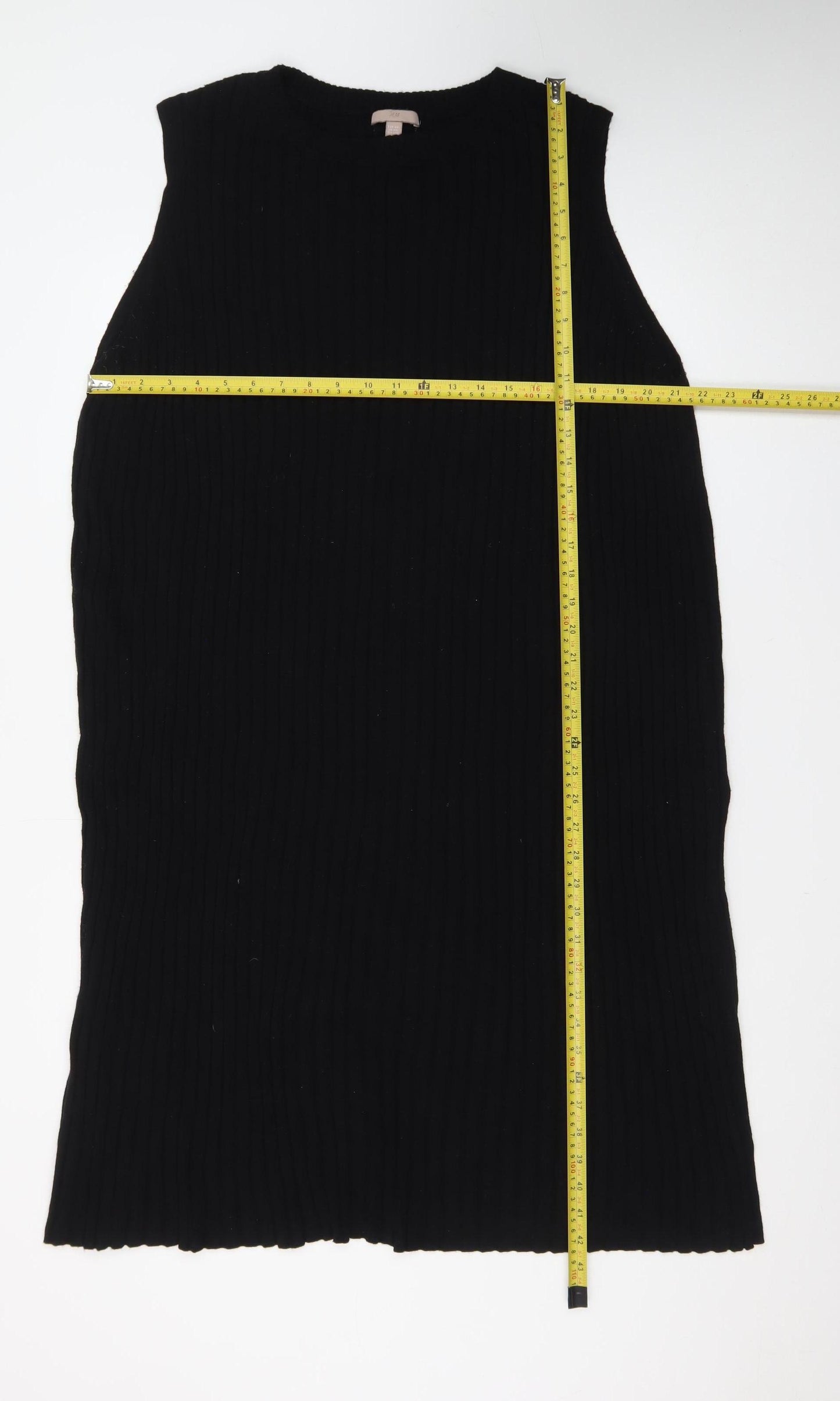 H&M Women Black Plus Size 16 Sleeveless Knit Shift Dress