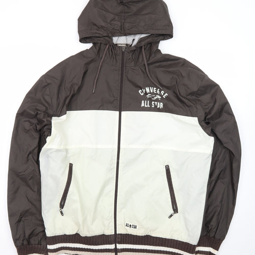 Converse Men's Brown XL Hooded Windbreaker Jacket